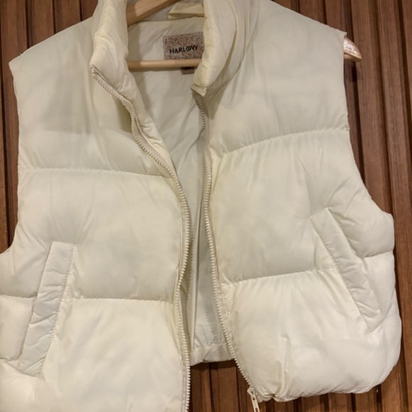 HARLOW Peggy White Puffer Vest Small - Picture 3 of 4